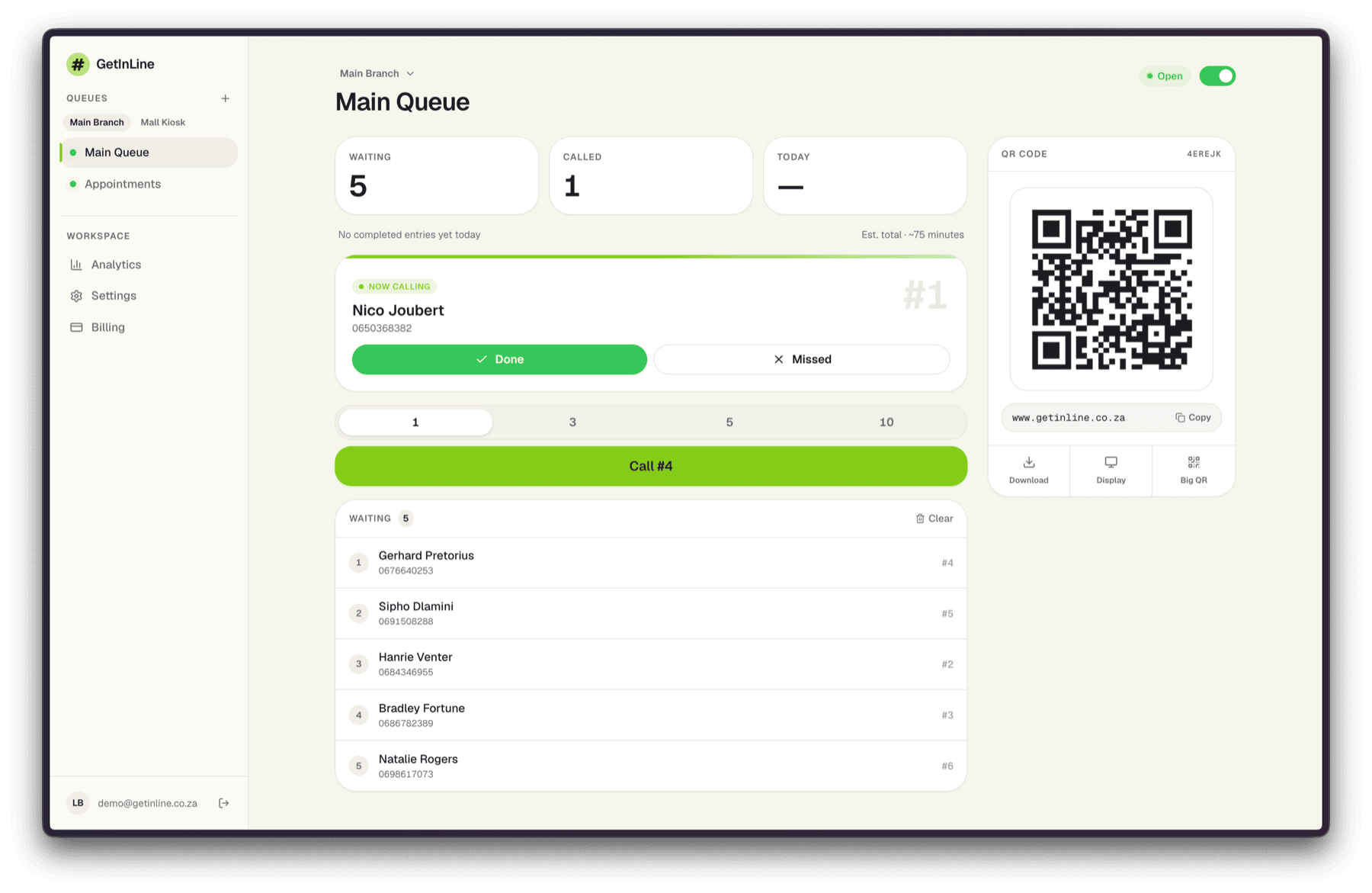 GetInLine — Free Queue Management System for South African Businesses
